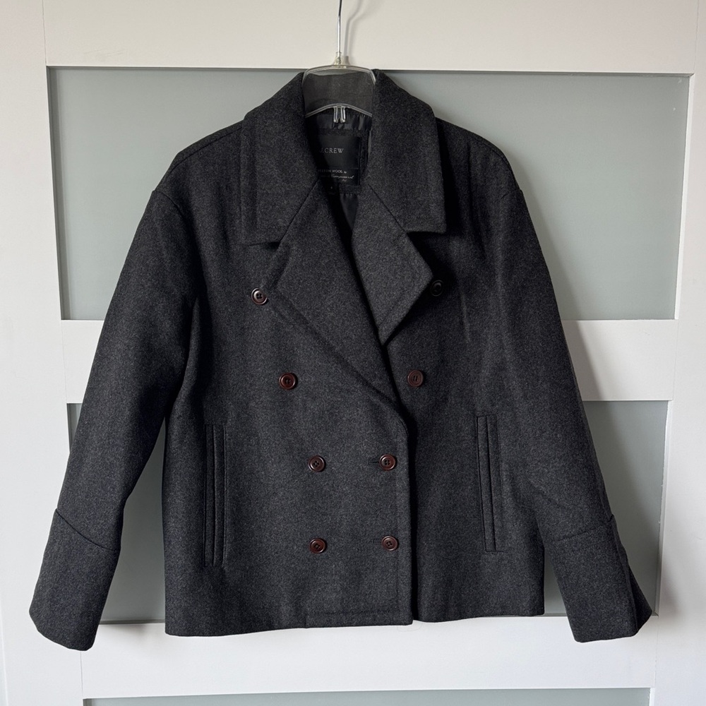 J. Crew Melton Wool Charcoal Pea Coat